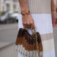 Plissiertes Strickkleid mit Colour-Block-Streifen