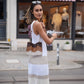 Plissiertes Strickkleid mit Colour-Block-Streifen