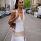 Plissiertes Strickkleid mit Colour-Block-Streifen