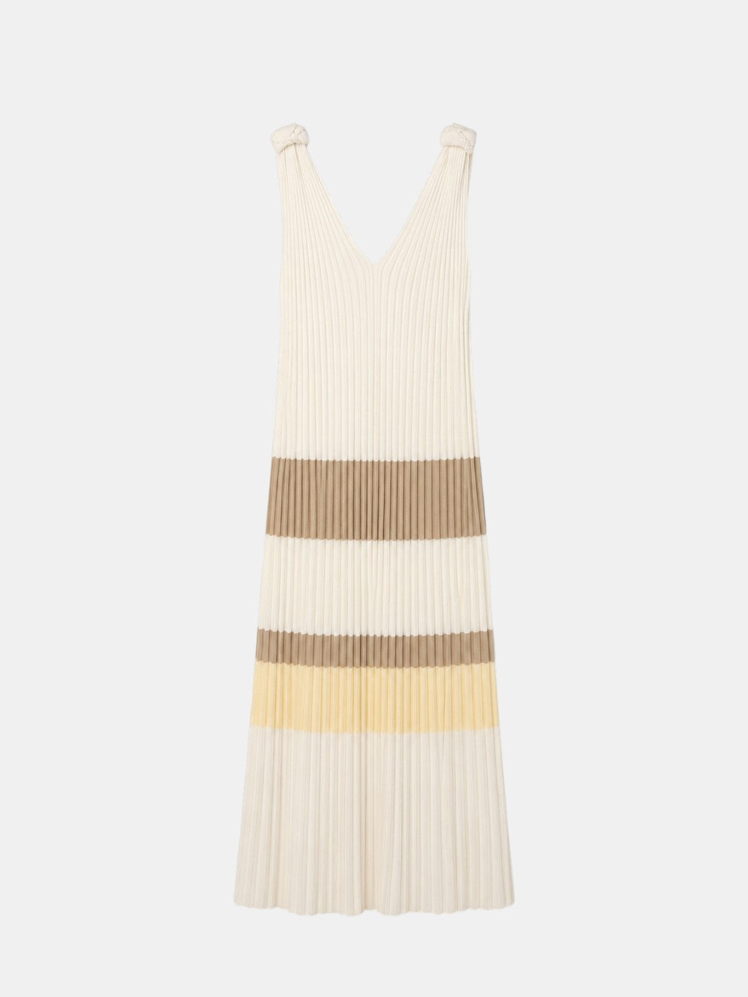 Plissiertes Strickkleid mit Colour-Block-Streifen