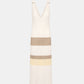 Plissiertes Strickkleid mit Colour-Block-Streifen