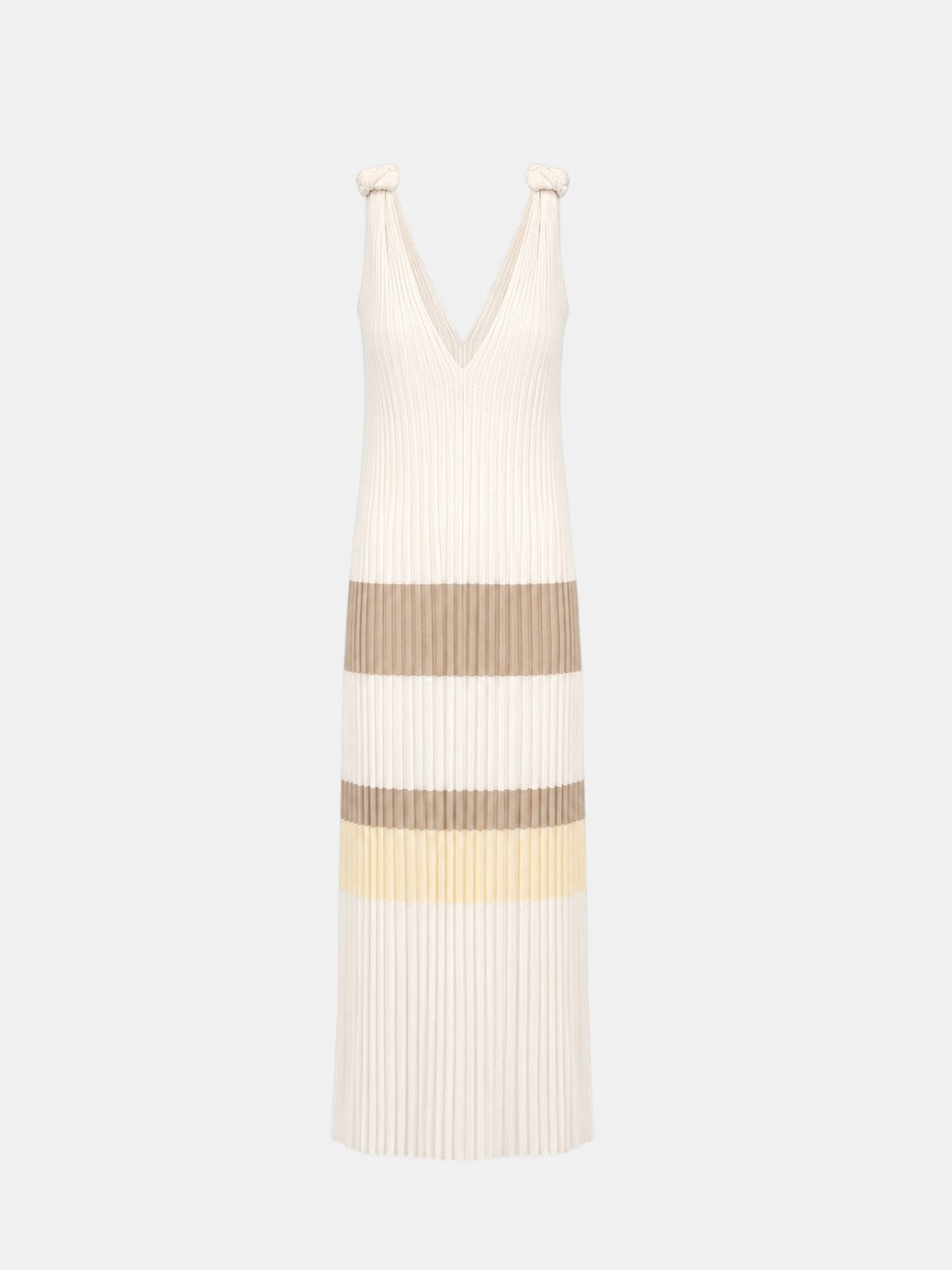 Plissiertes Strickkleid mit Colour-Block-Streifen