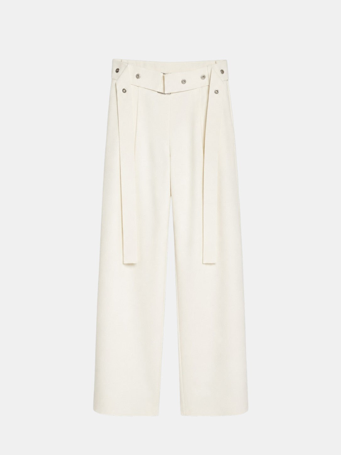 Weite Hose mit Gürtel Weiß