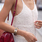 Strickkleid Creme mit Rückenausschnitt