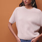 Cashmerepullover Kurzarm Beige