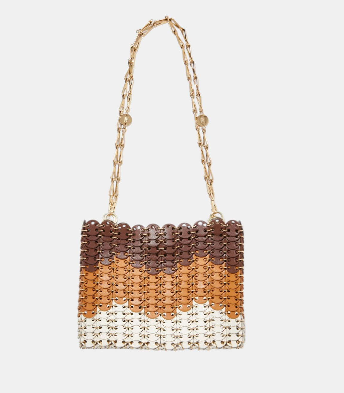 Rabanne 1969 Gradient Schultertasche in Braun Creme als Freisteller