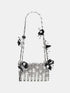 Rabanne 1969 Nano Tasche in Silber Weiß mit floralen Details als Freisteller