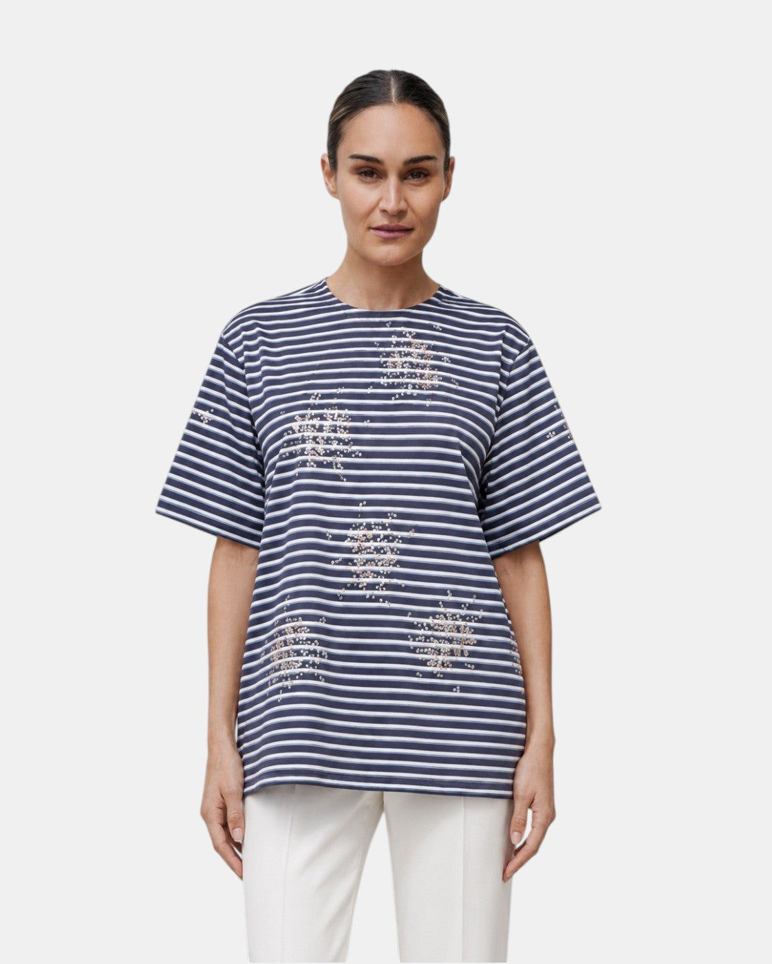Gestreiftes T-Shirt mit offenem Rücken