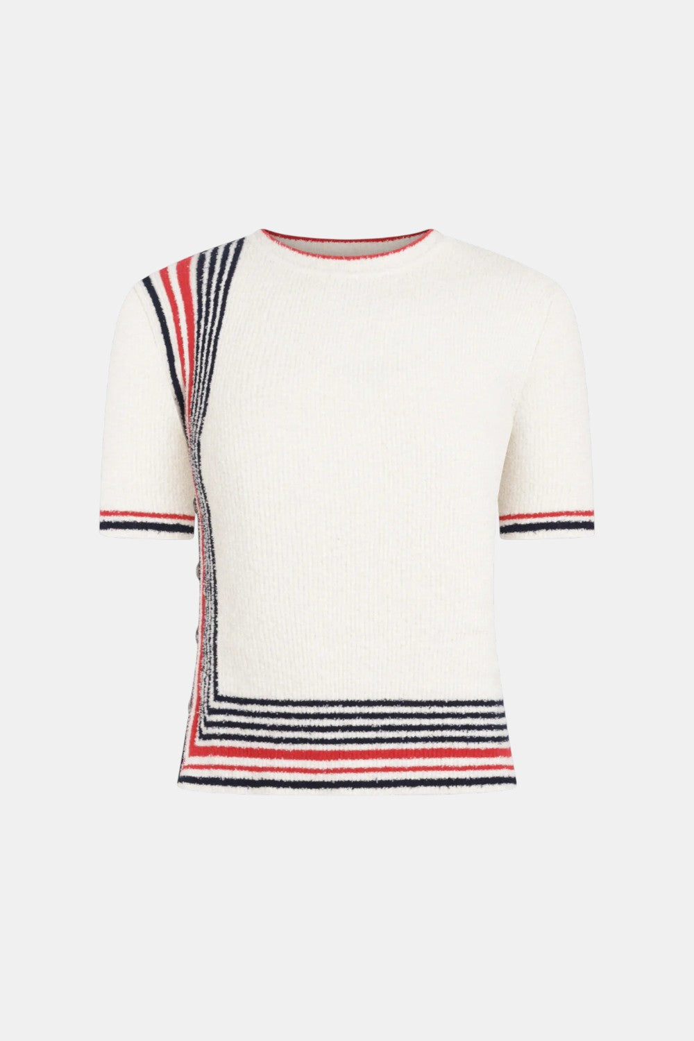 Bouclé-Stricktop Creme Navy Rot