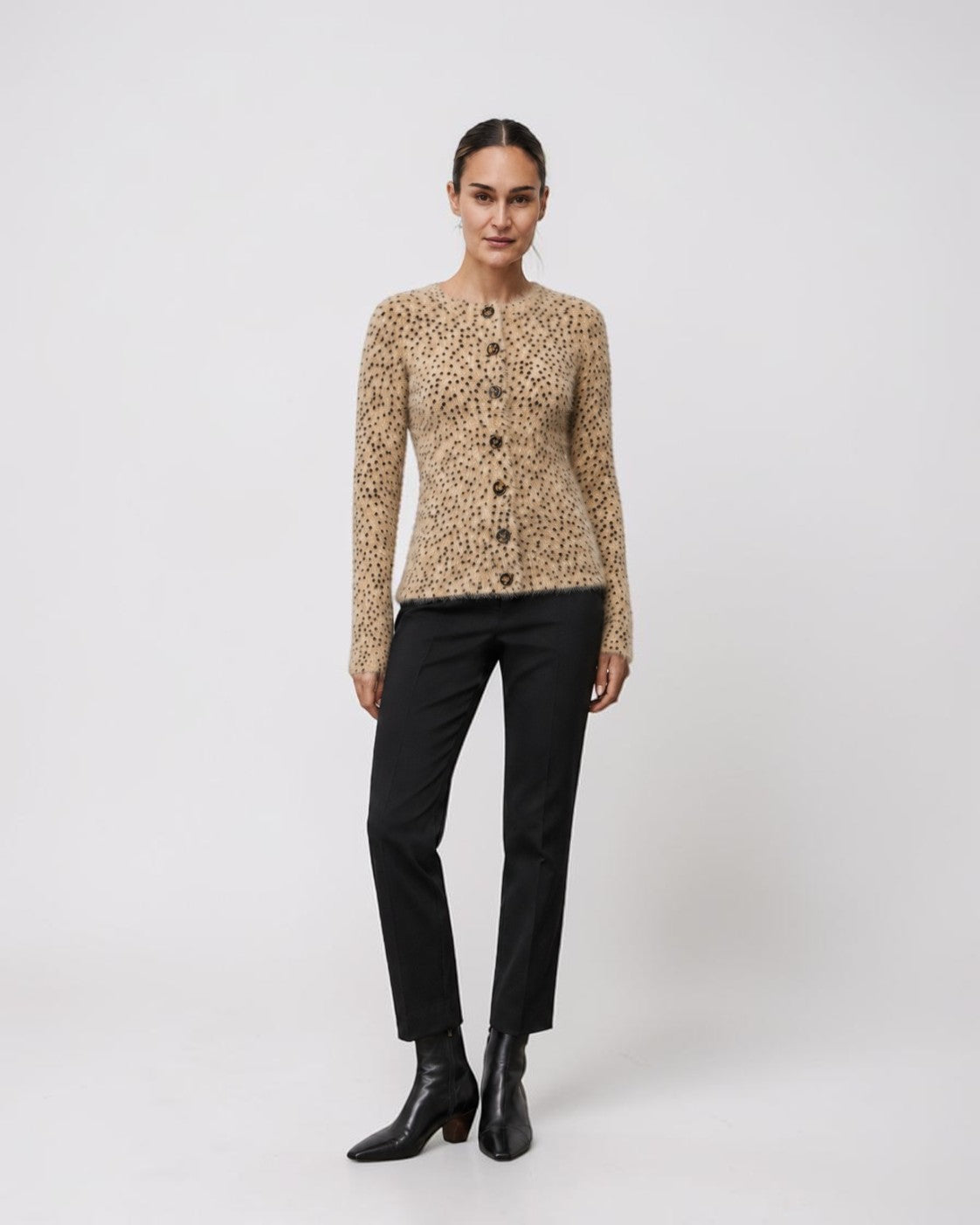Cardigan mit Punkten Beige