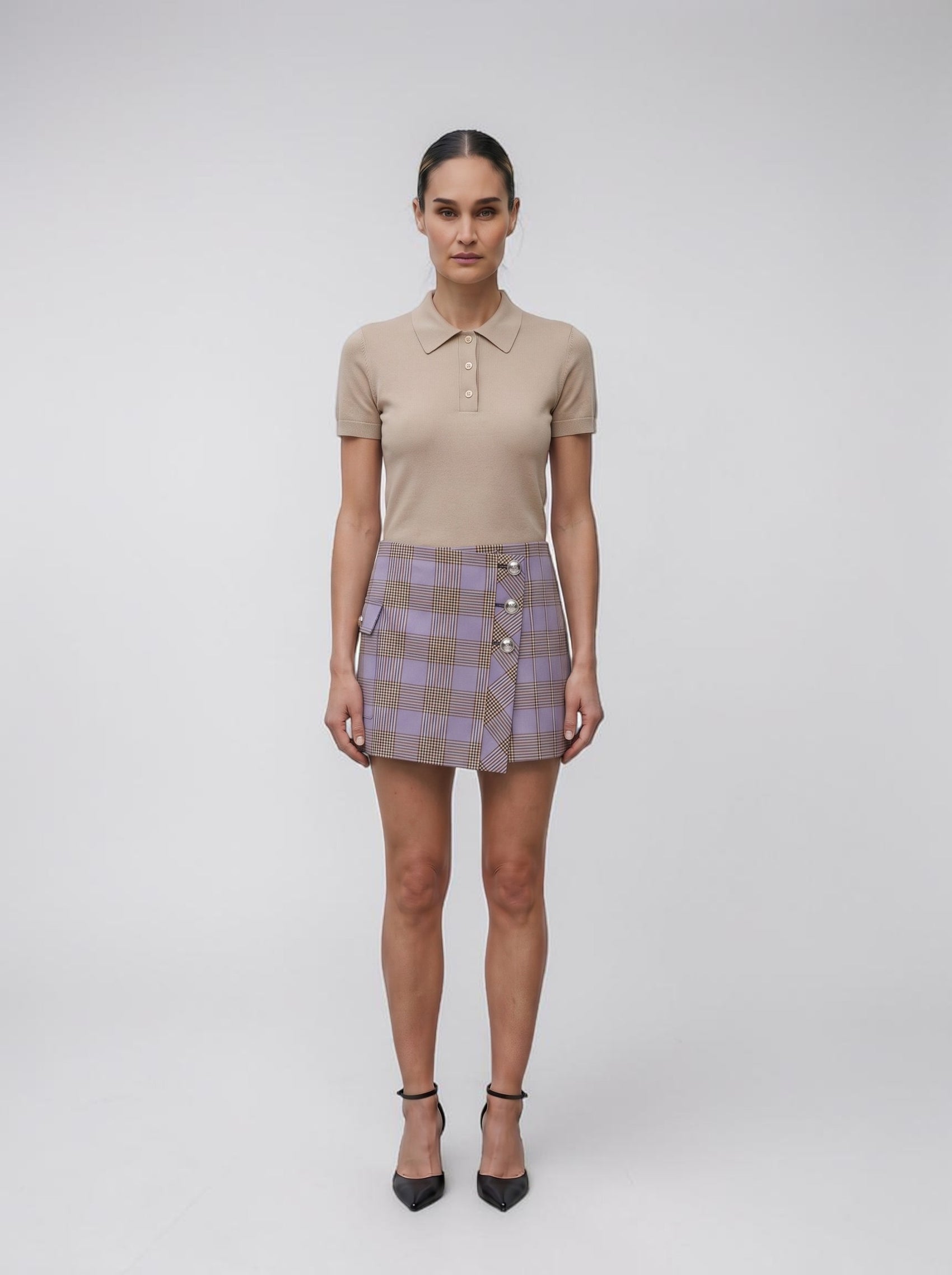 Karierter Minirock Lila