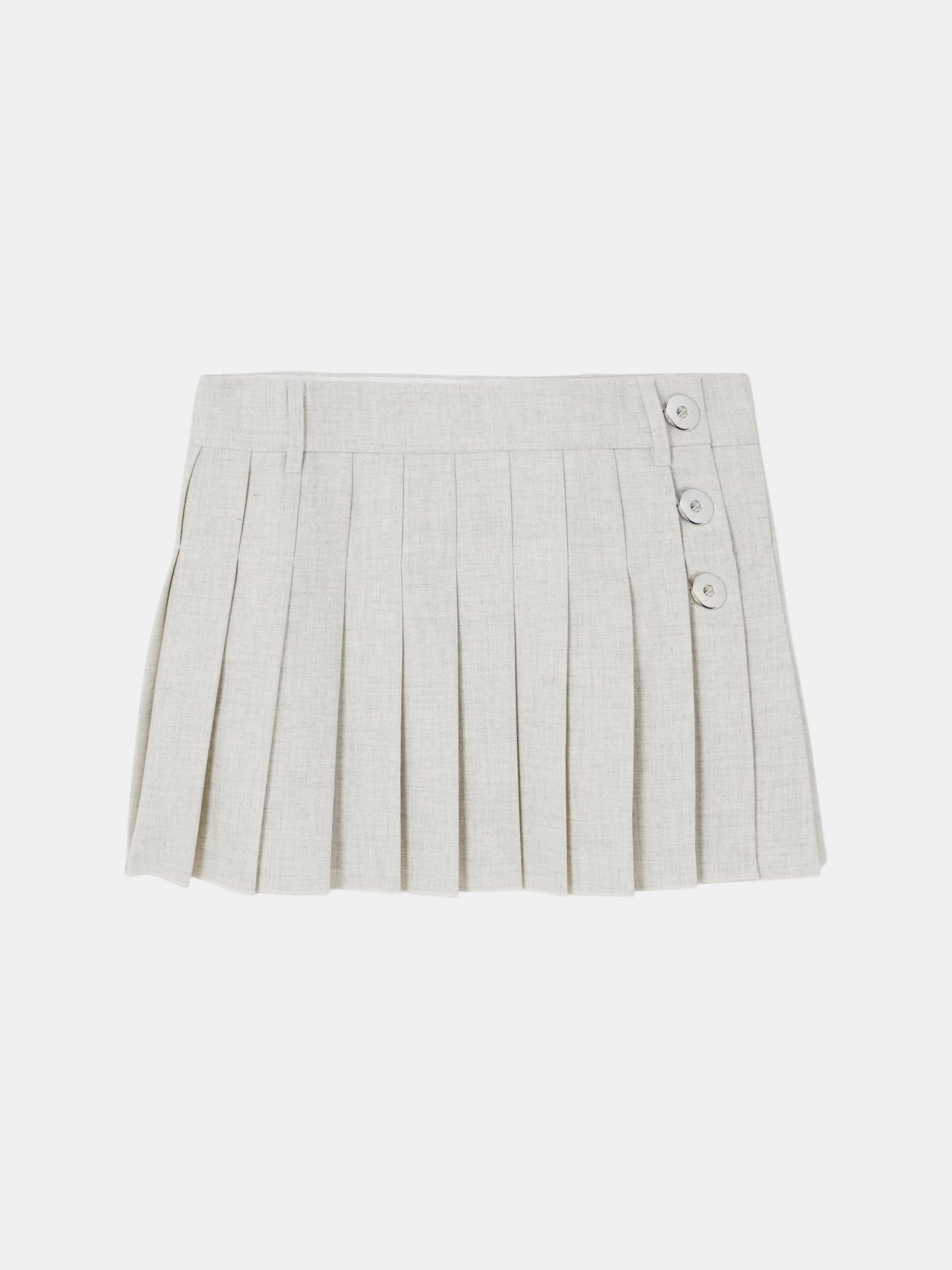 Rabanne plissierter Minirock in Beige Grau als Freisteller