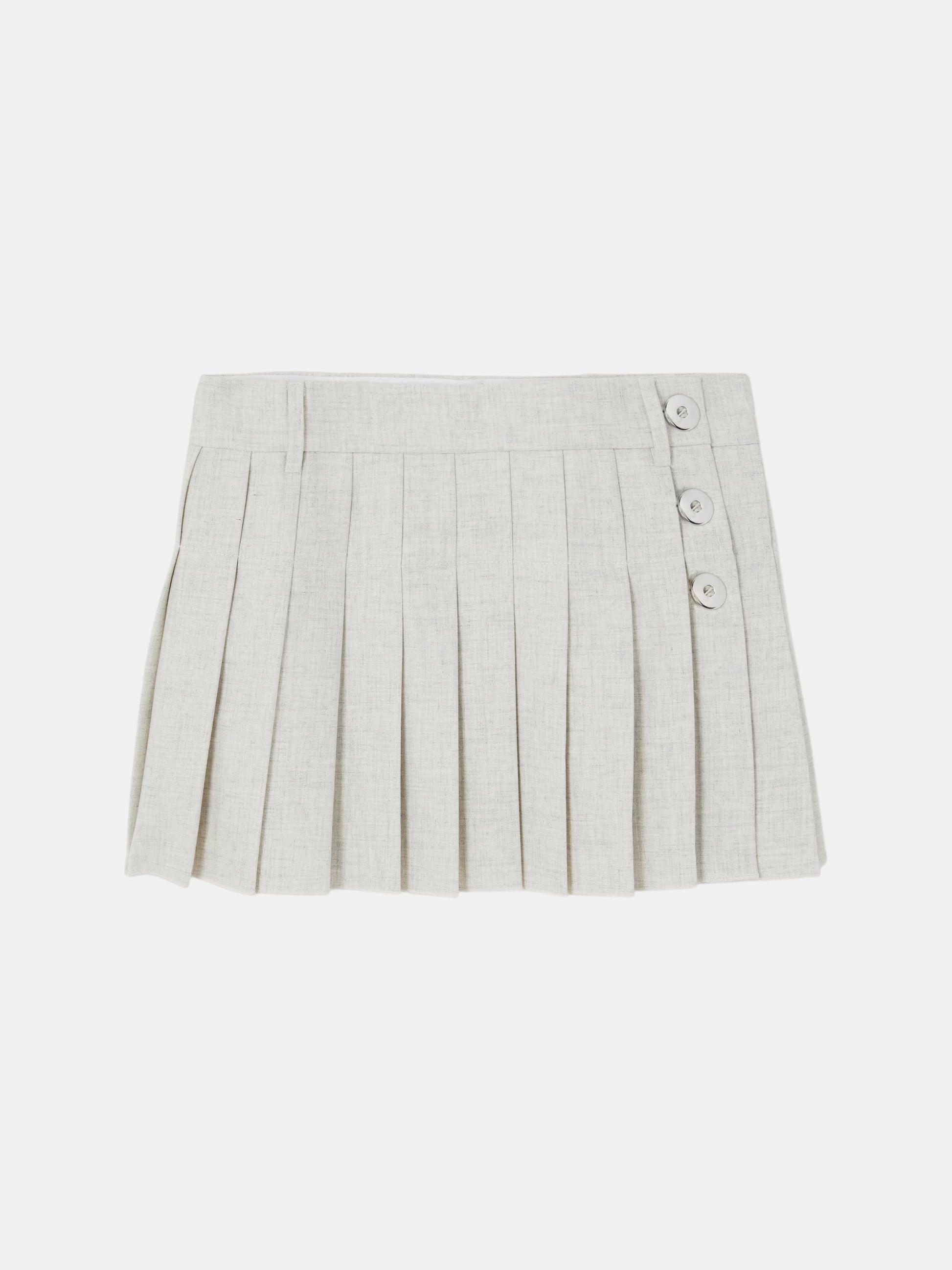 Rabanne plissierter Minirock in Beige Grau als Freisteller