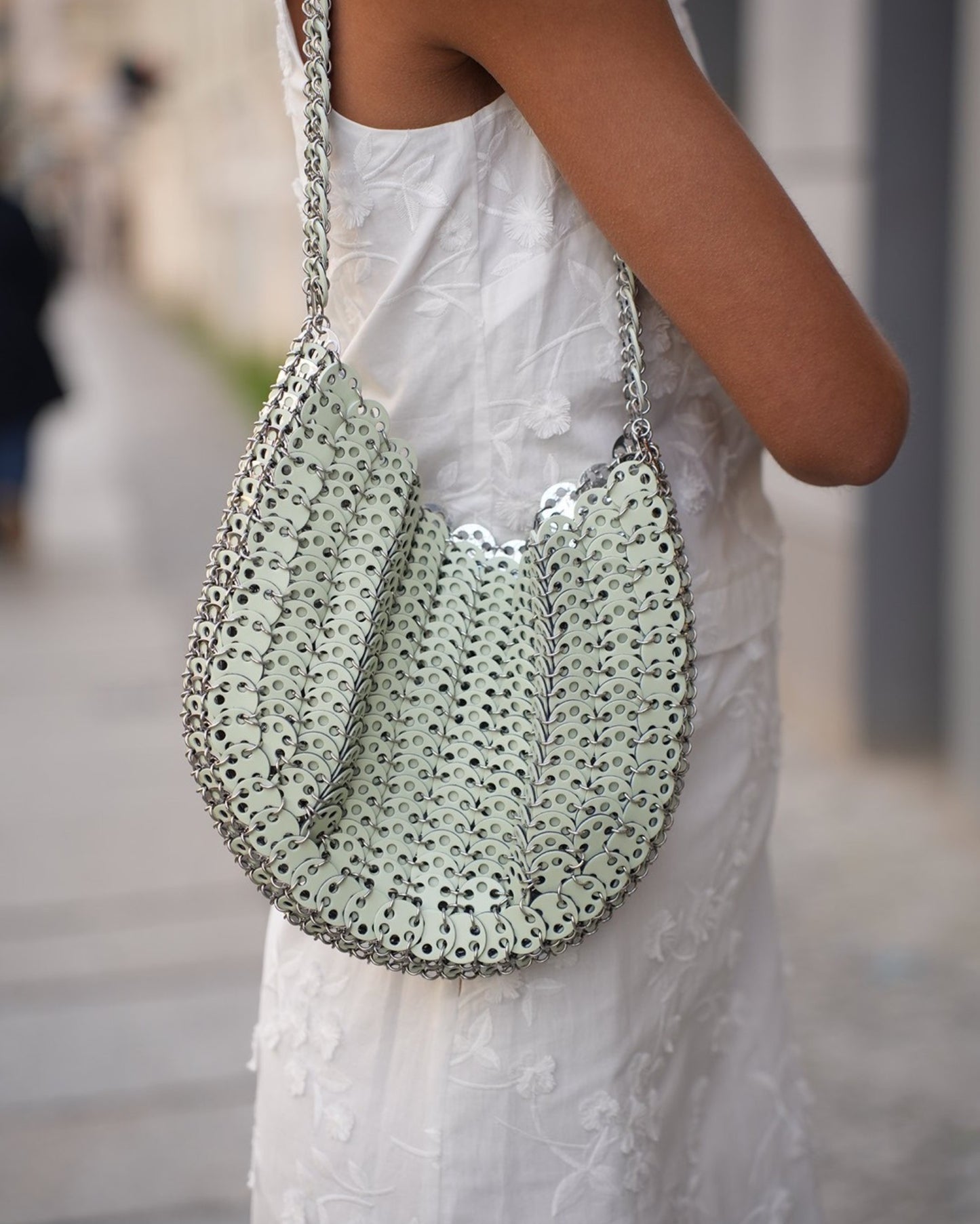 Moon Flip Tasche Hellgrün Silber
