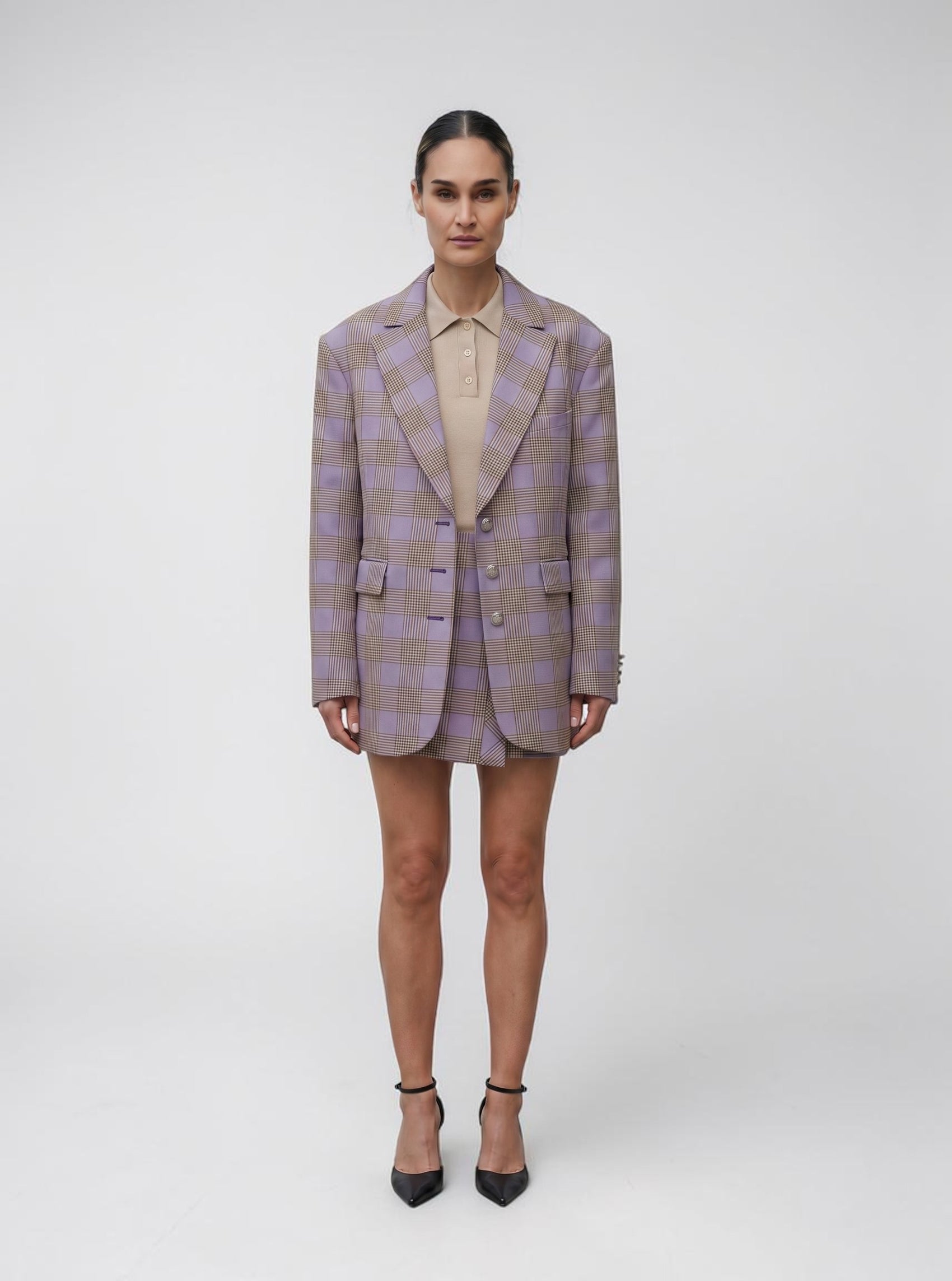 Karierter Blazer Lila