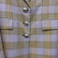 Detail des Rabanne Blazers mit Karomuster und Knopfdetail