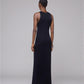 Maxikleid mit Palmenstickerei Schwarz