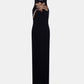 Maxikleid mit Palmenstickerei Schwarz