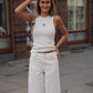 Rabanne geripptes Top mit Ring Weiß im getragenen Styling
