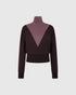 Rabanne Rollkragenpullover in Braun und Lila mit dreieckiger Kontrastpartie von vorne