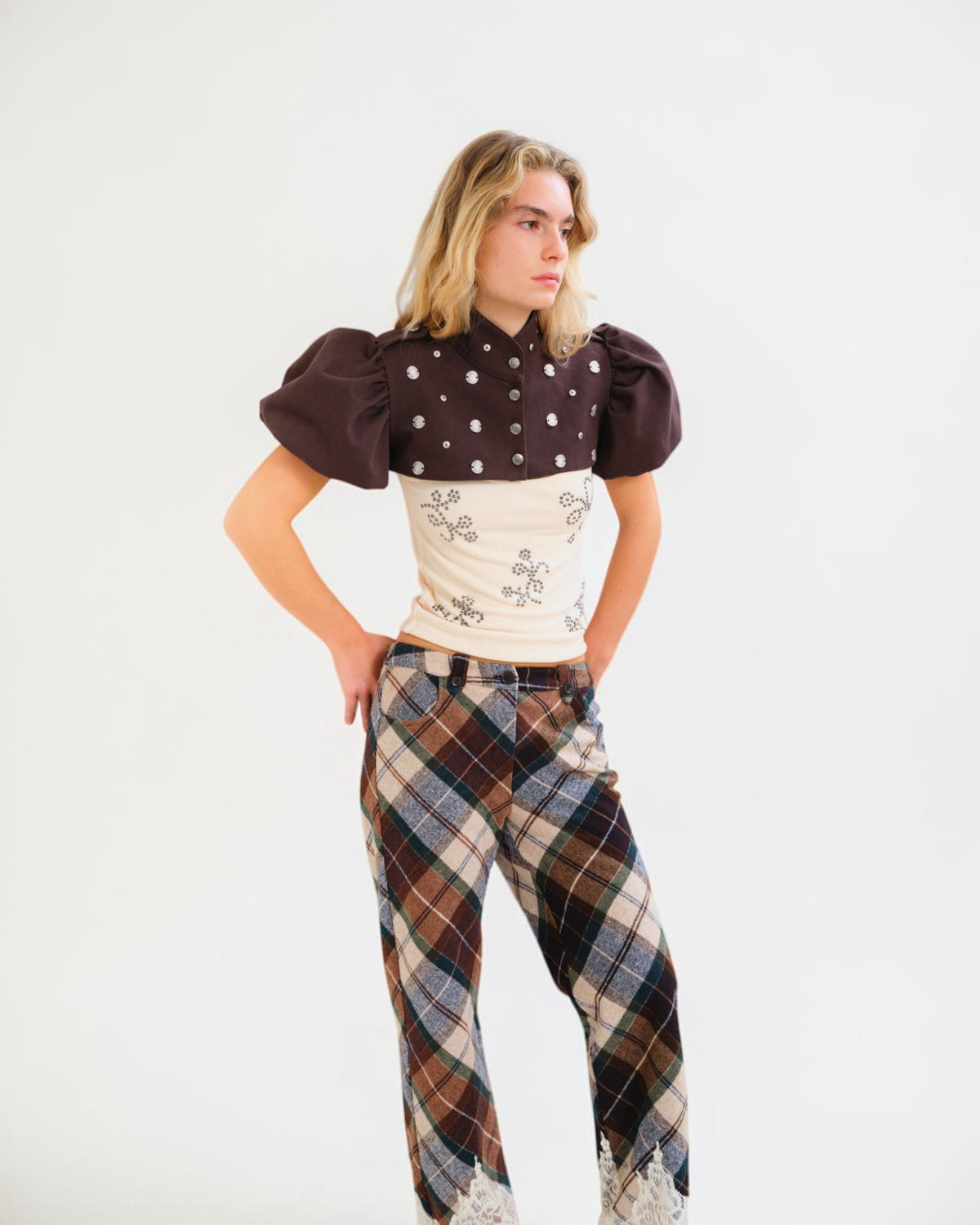 Vivienne pants with lace-trimmed hems
