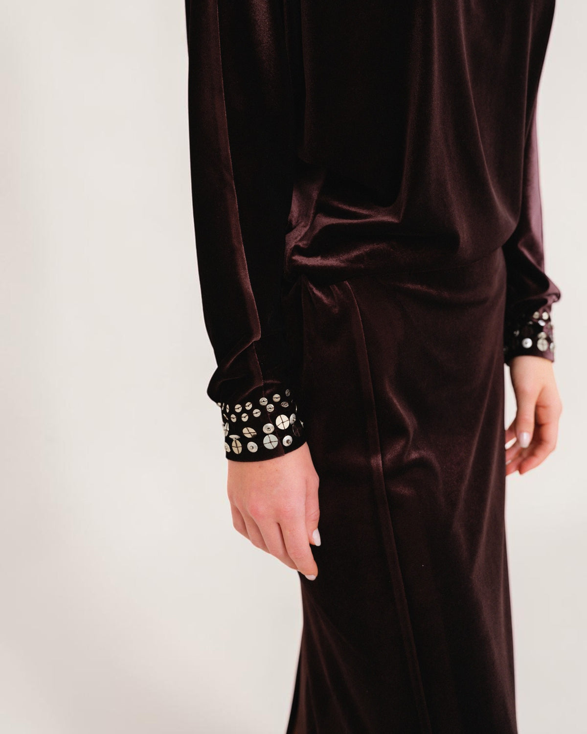Anette velvet maxi dress brown
