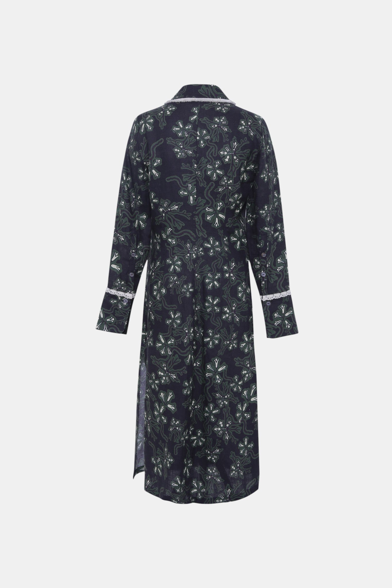 Siedrés Alinda Leinenkleid in Grün von hinten als Freisteller