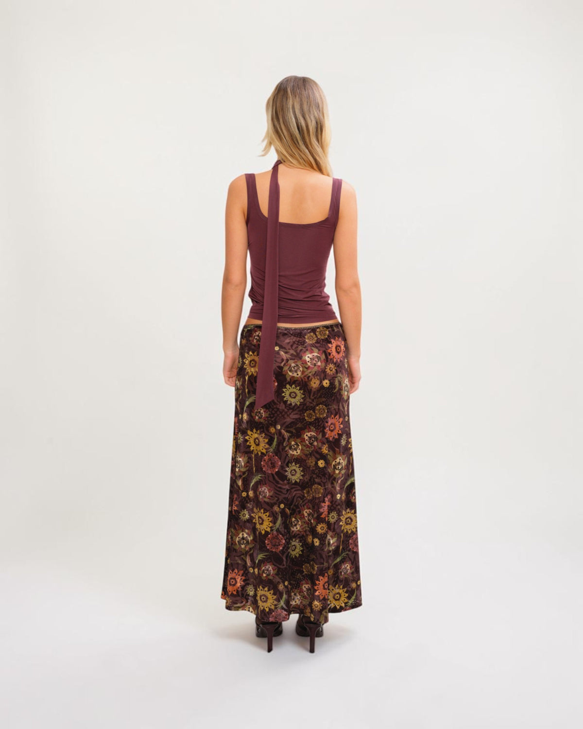 Siny floral-print midi skirt