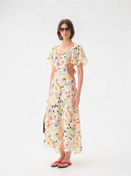 Lidia Cut-out Midikleid Creme