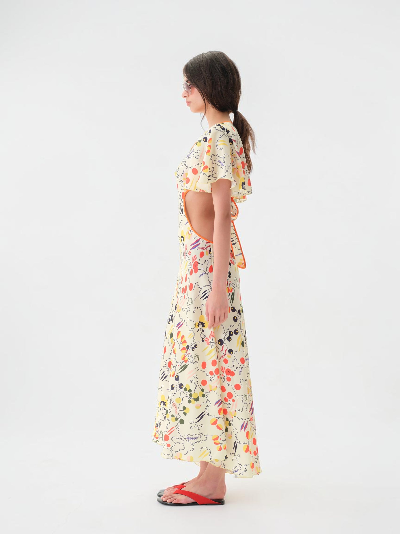 Lidia Cut-out Midikleid Creme