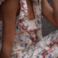 Detail des Siedrés Maxikleids mit Volants und transparentem Chiffon