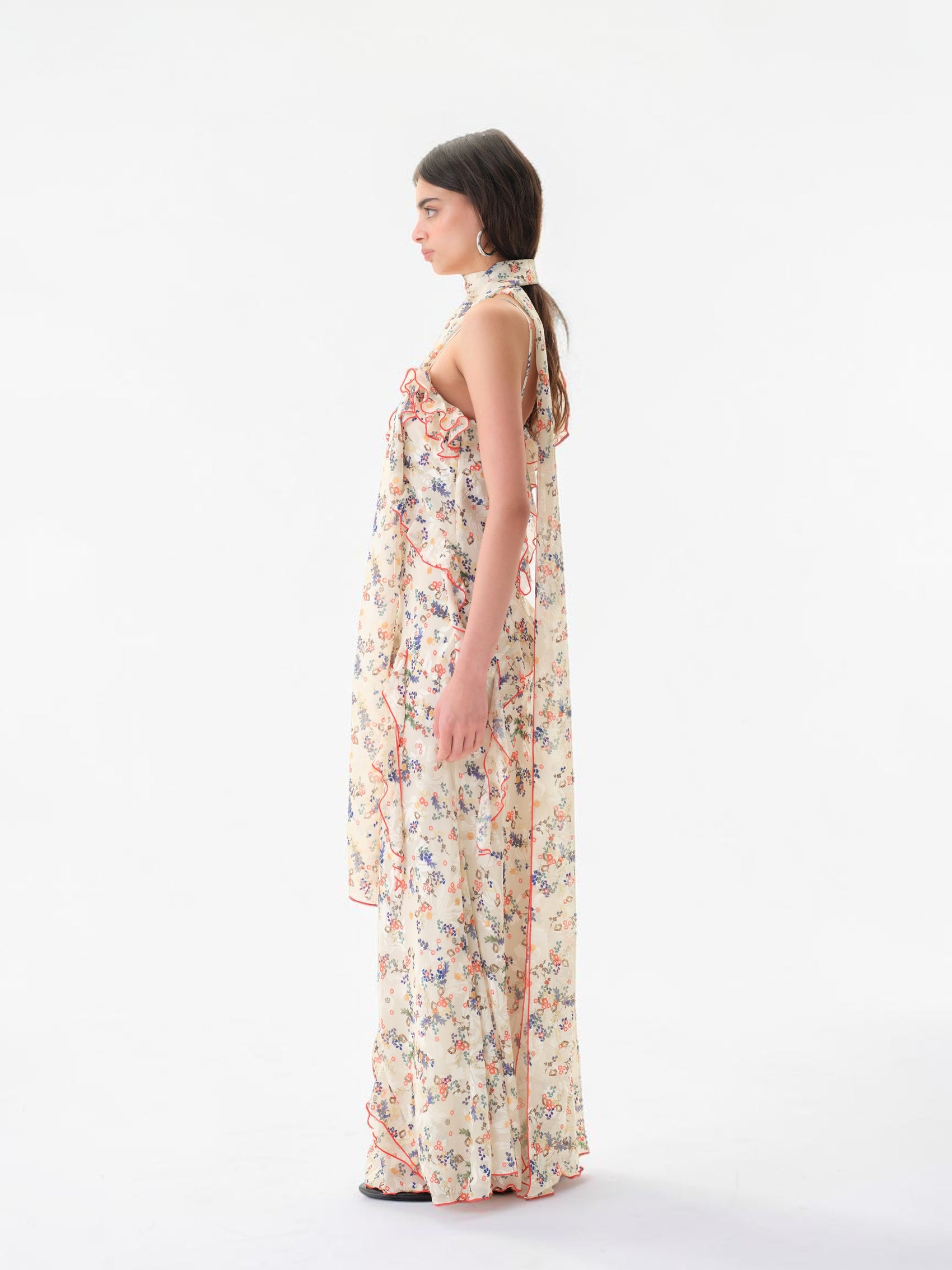 Maxikleid aus Devoré-Chiffon Creme