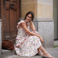 Siedrés Maxikleid aus Devoré-Chiffon in Creme im sitzenden Styling