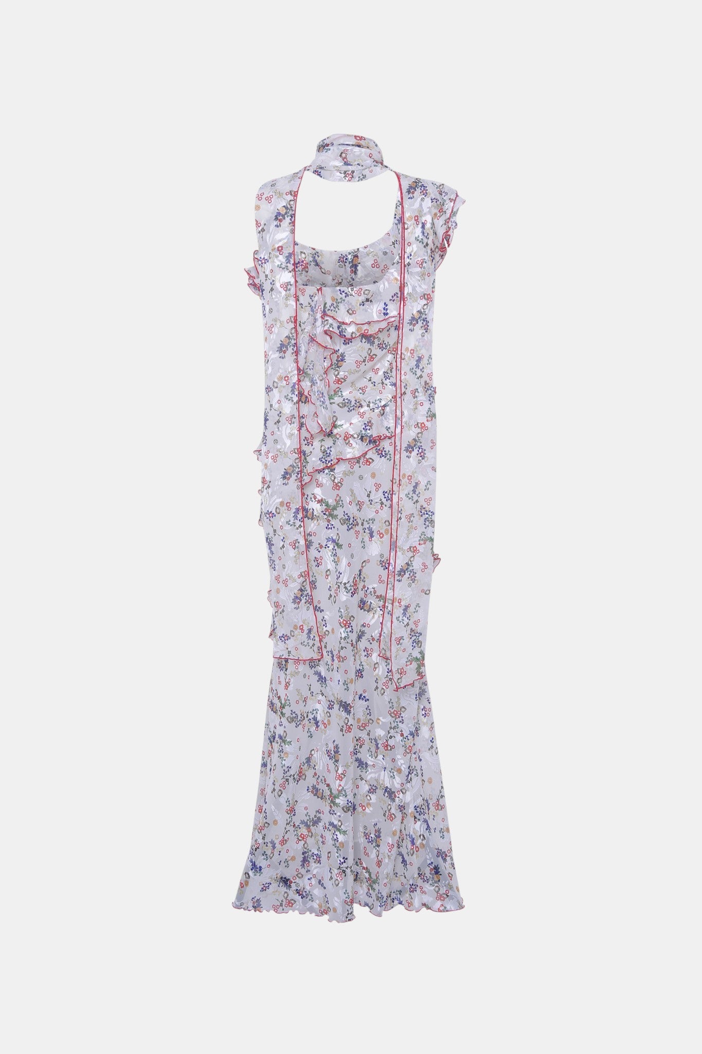 Maxikleid aus Devoré-Chiffon Creme
