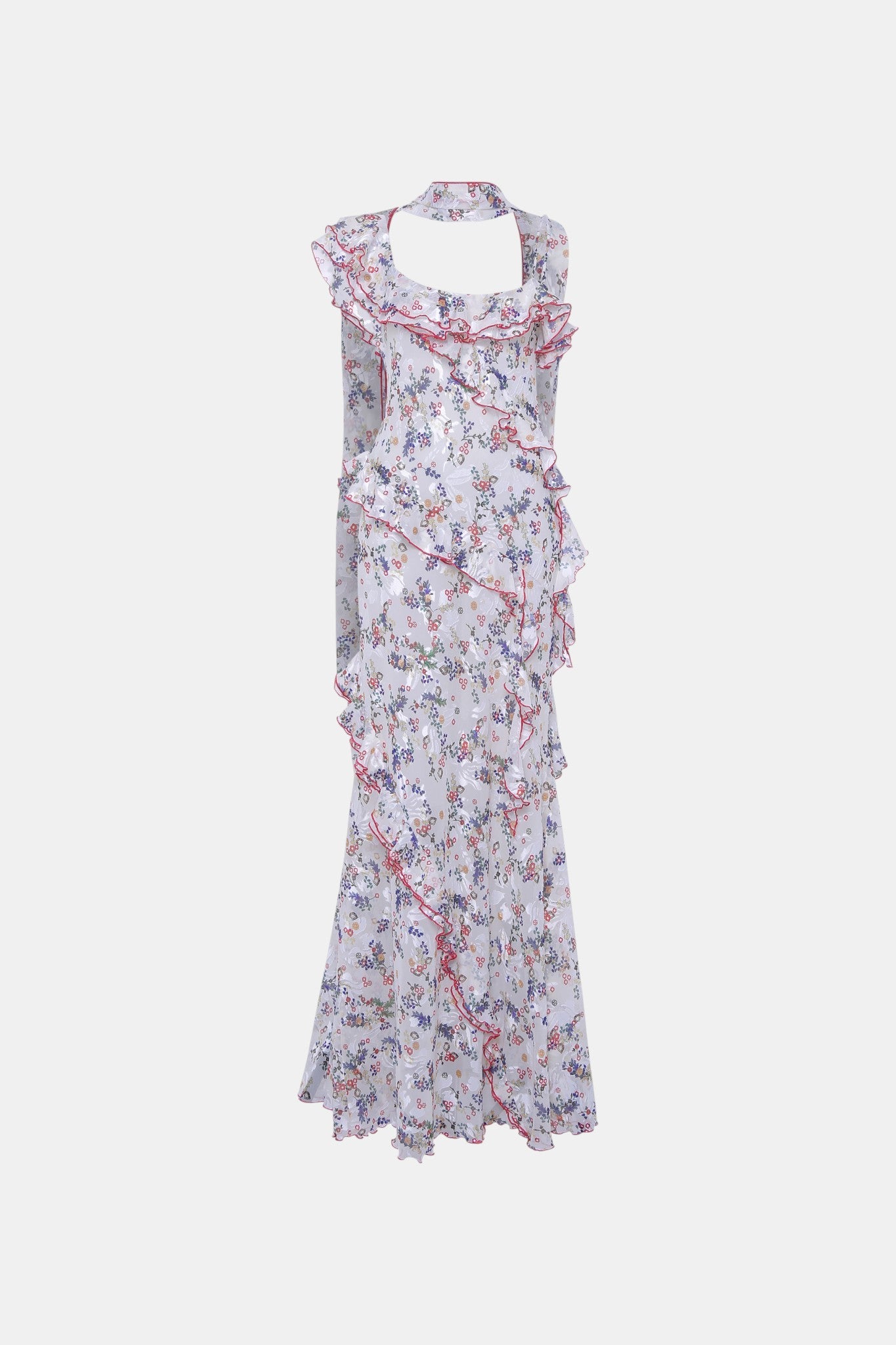 Maxikleid aus Devoré-Chiffon Creme