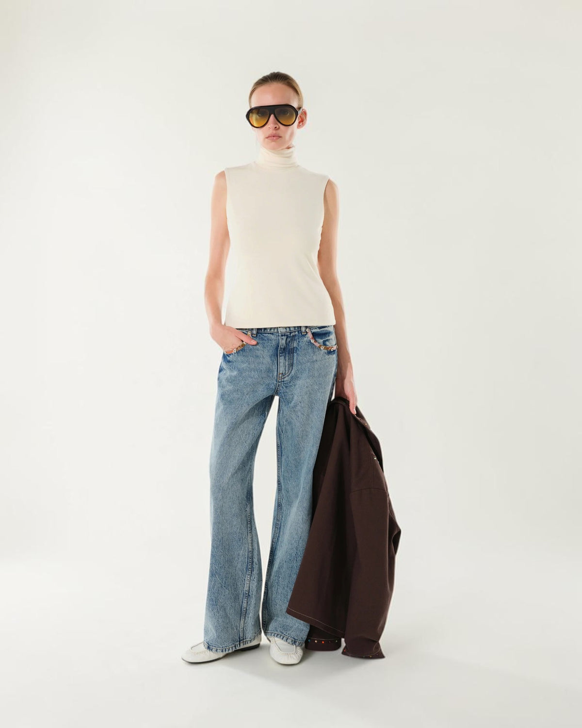 Lori sleeveless knit top ecru