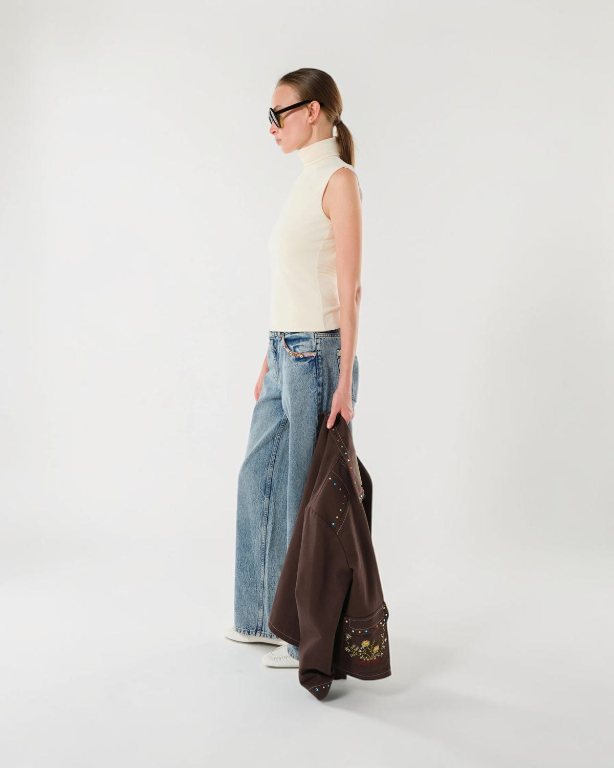 Lori sleeveless knit top ecru