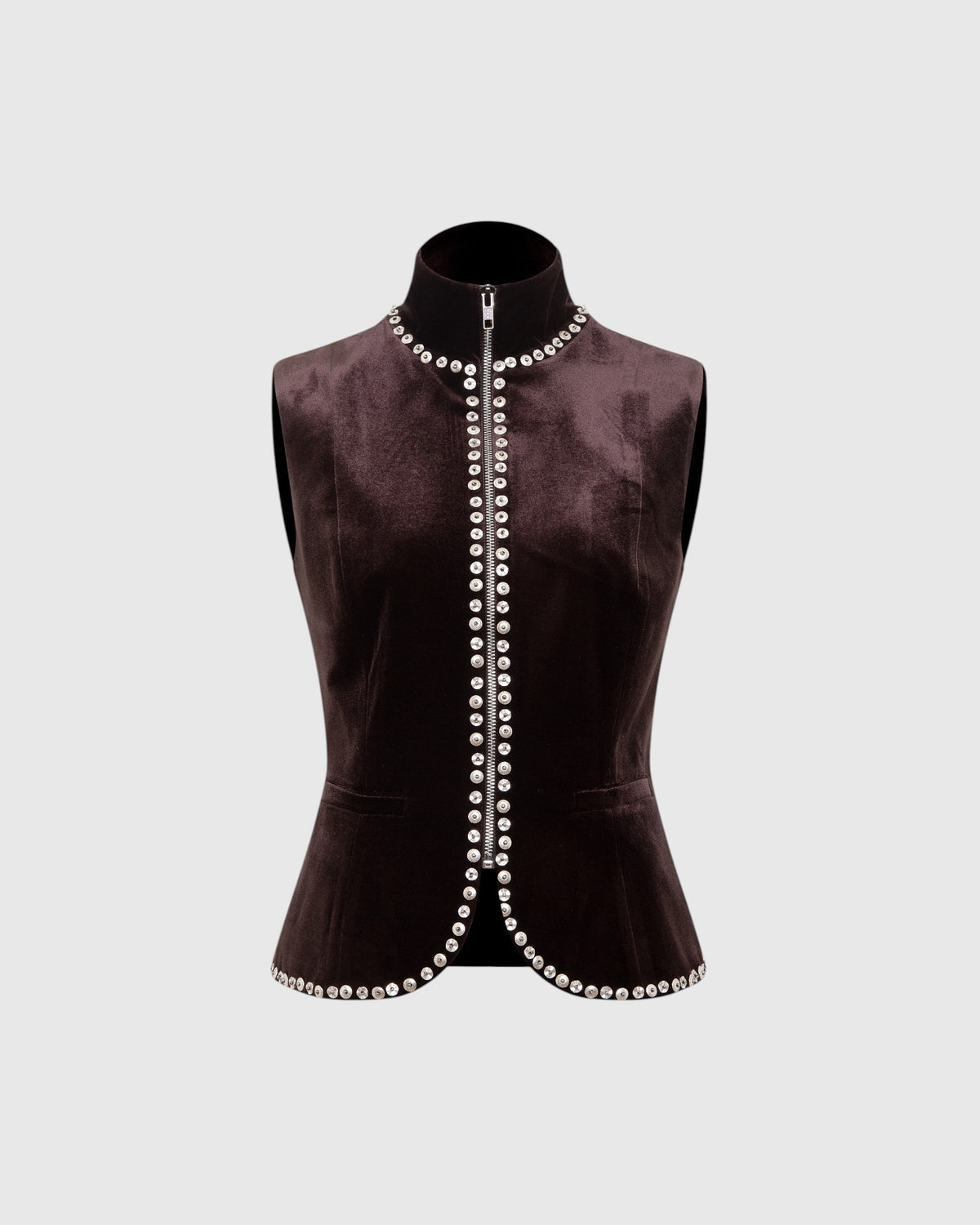 Vexa studded velvet vest brown