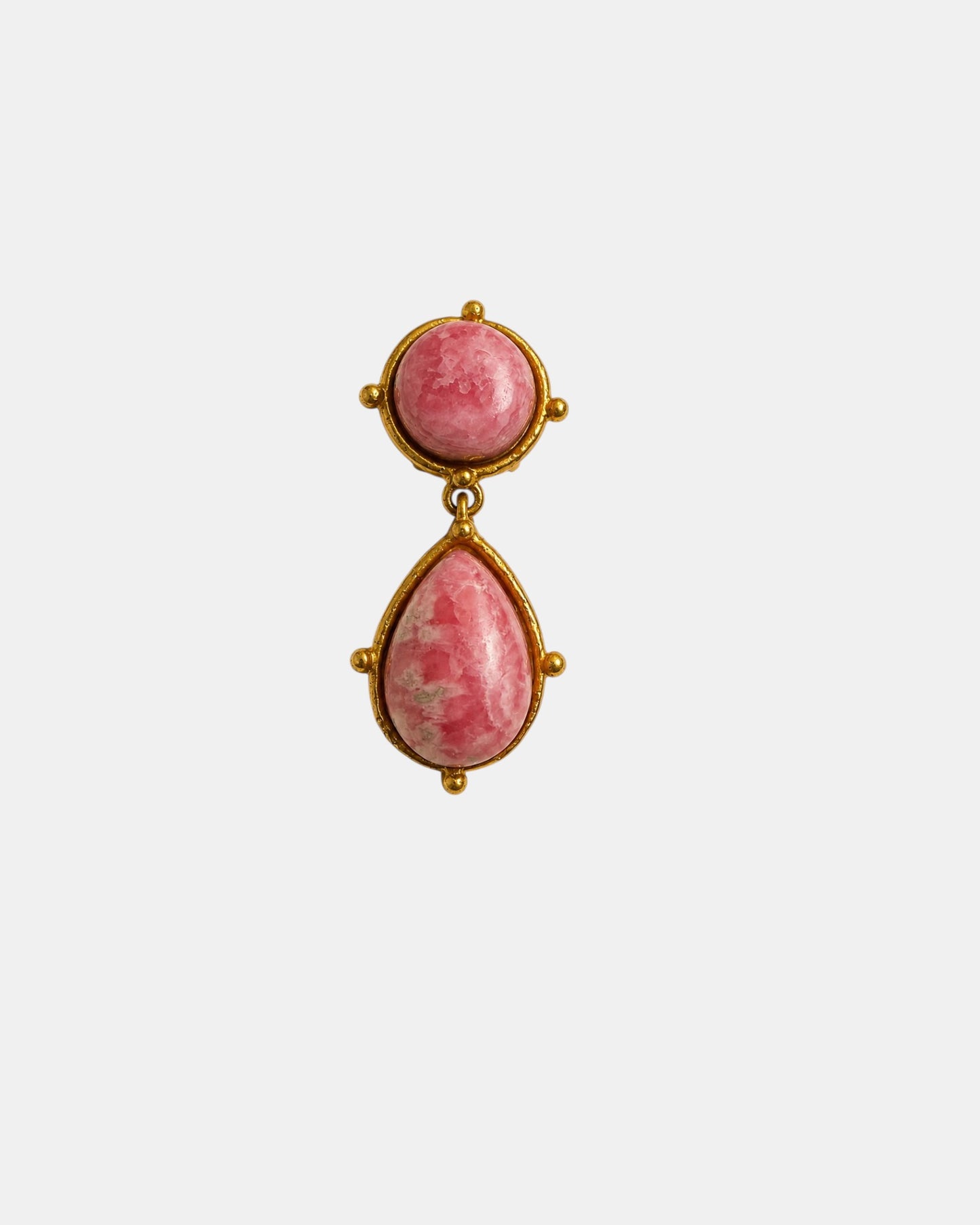 Clip-Ohrringe mit Rhodochrosit in Pink und Gold