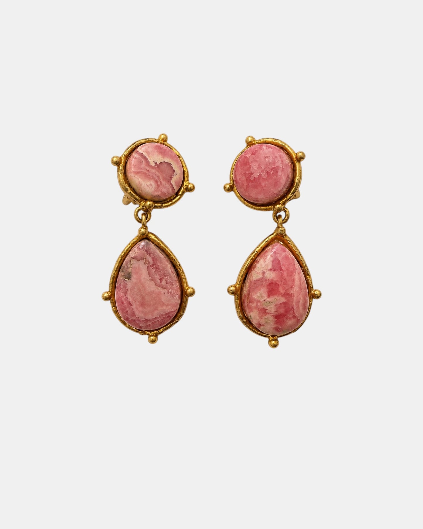 Clip-Ohrringe mit Rhodochrosit in Pink und Gold
