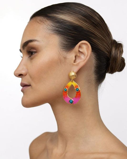 Clip-Ohrringe mit Rhodochrosit in Pink und Gold