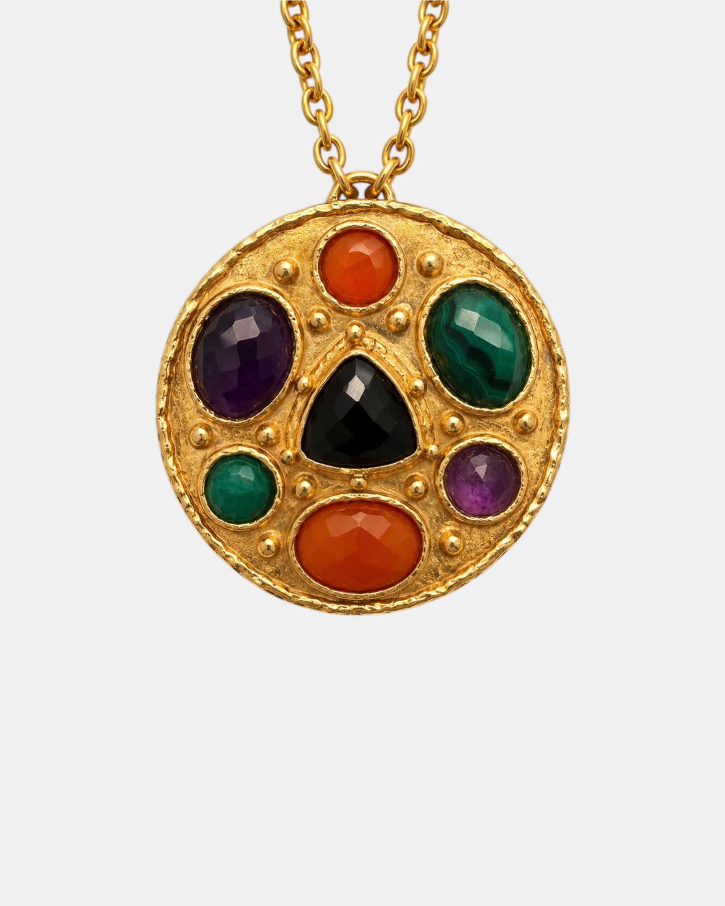 Statement-Kette mit multicolor Anhänger Gold