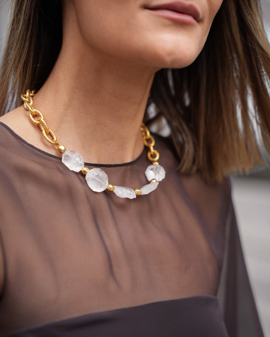 Kette mit Kristallen Gold
