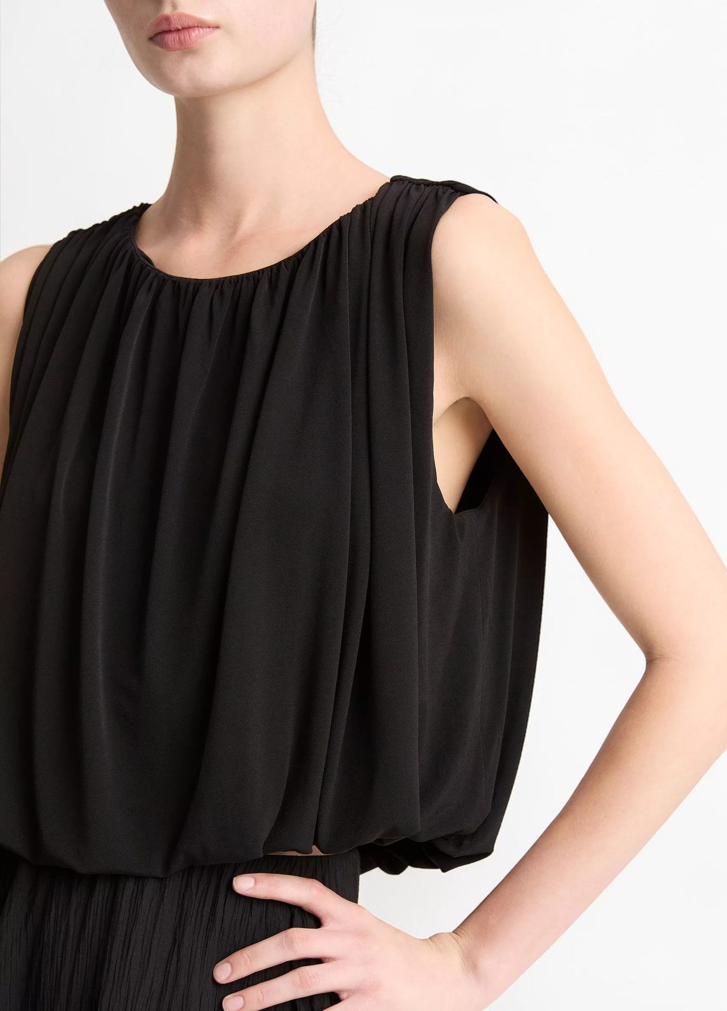 Matte Jersey Bubble Top Schwarz