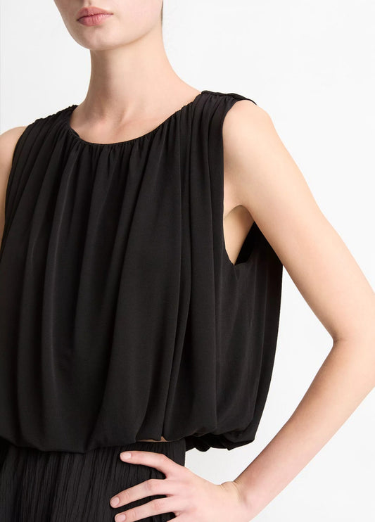 Matte Jersey Bubble Top Schwarz