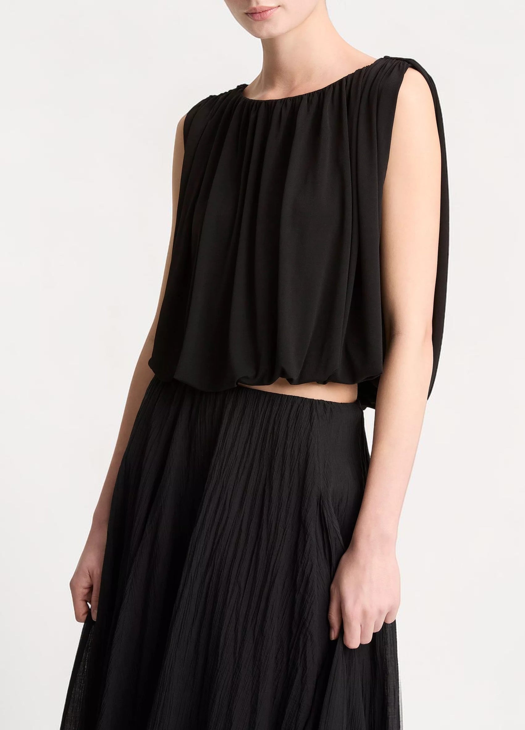 Matte Jersey Bubble Top Schwarz