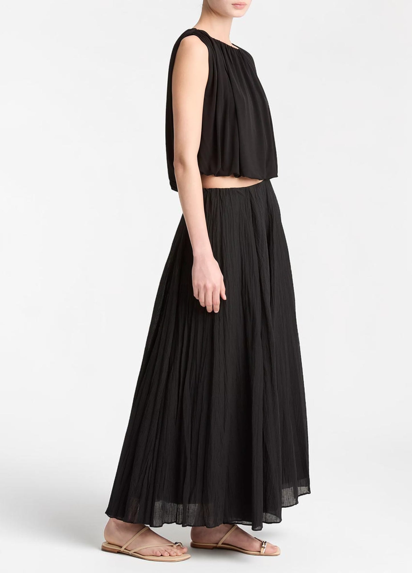 Matte Jersey Bubble Top Schwarz