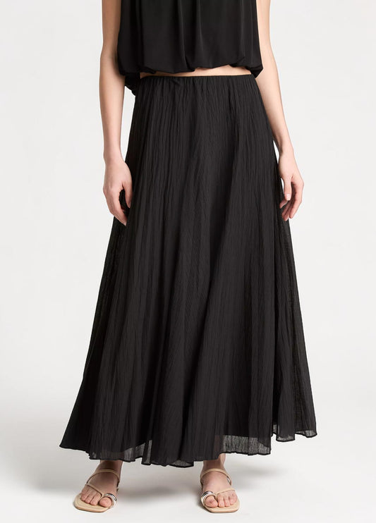 Plissé Maxi Rock Schwarz