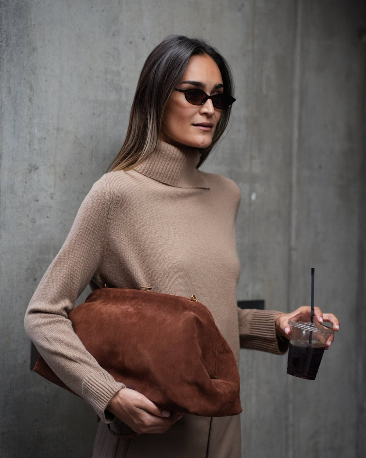 Woll-Cashmere Rollkragenpullover Camel