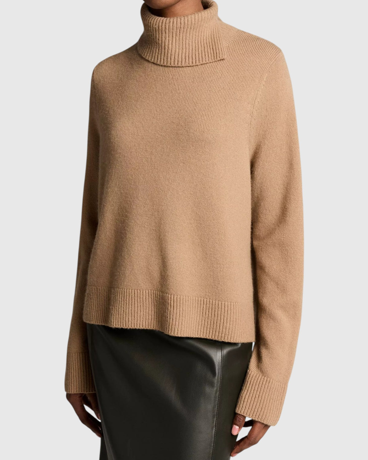 Woll-Cashmere Rollkragenpullover Camel